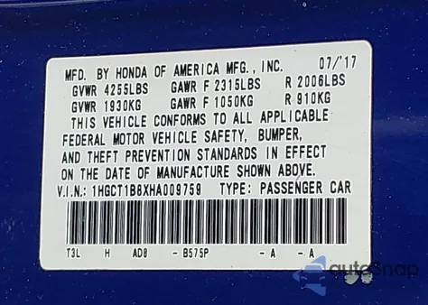 2017 Honda Accord Ex-L z USA, uszkodzony, nr VIN 1HGCT1B8XHA009759